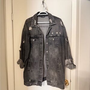 Distressed Gray Denim Jacket